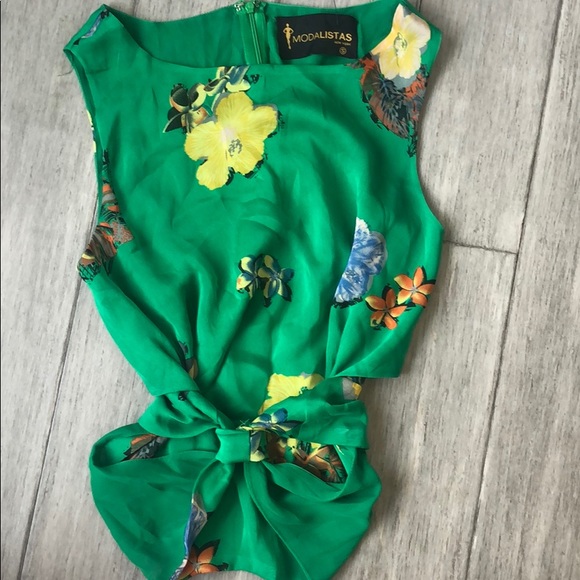 MODALISTAS  Green & Floral Summer Top - Picture 3 of 5